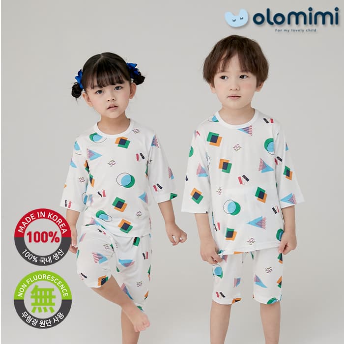 KOREA__OLOMIMI_  22SS Kids home wear_loungewear_Three_quarter sleeves Rayon_Shapes